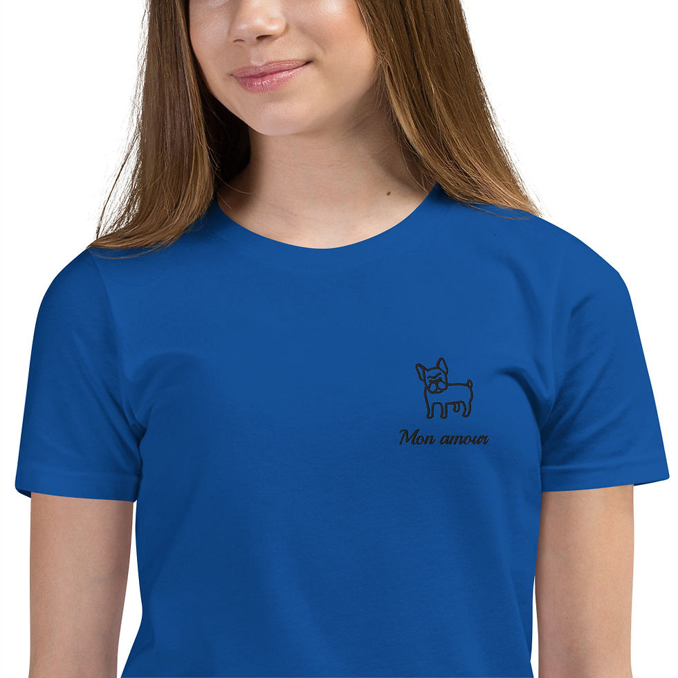 Thumbnail: Youth Short Sleeve T-Shirt- "Mon Amour Frenchie"