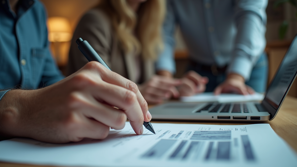 Close-up view of a marketing team collaborating over digital devices