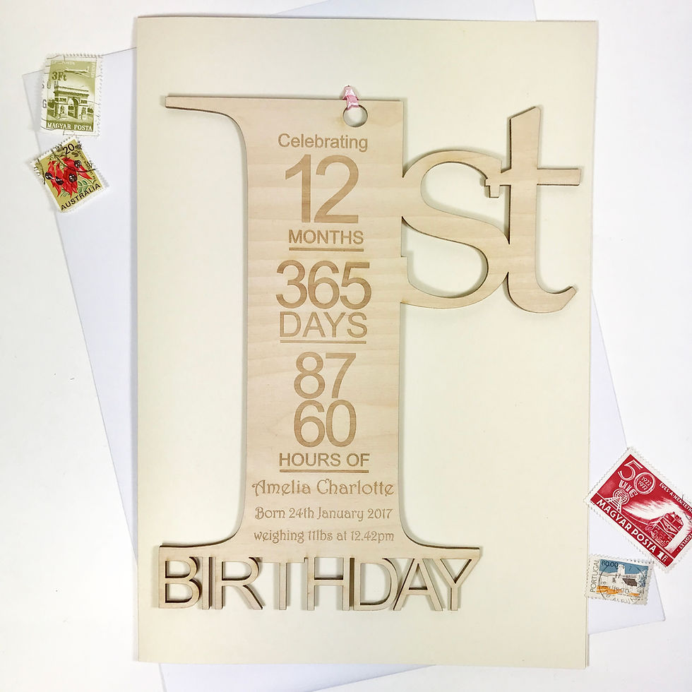 Thumbnail: Personalised 1st Birthday wooden Keepsake