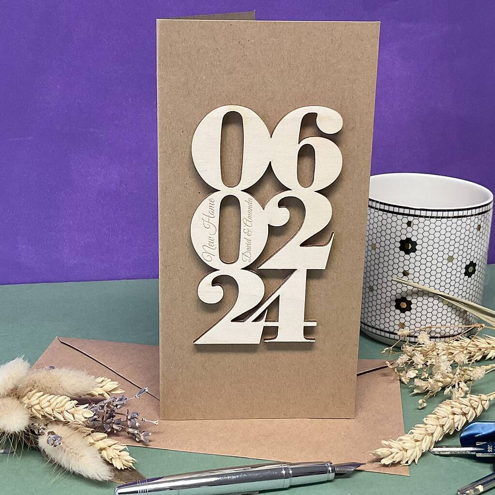 Thumbnail: Engraved wooden decoration for new home with optional mini easel