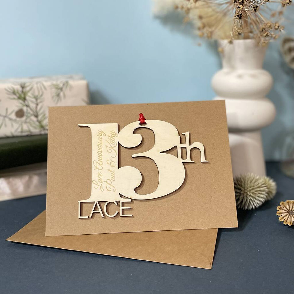 Thumbnail: Engraved 13 wedding meaning card on brown craft paper