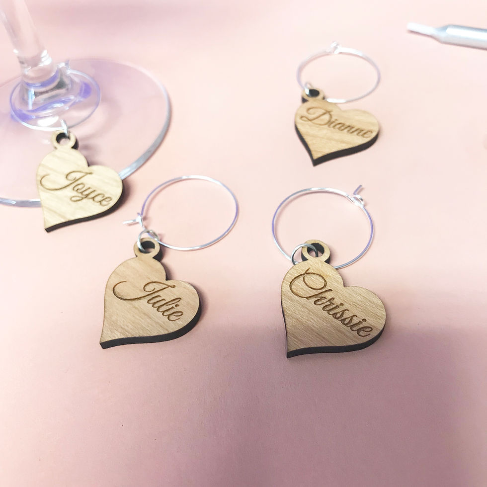 Thumbnail: Heart wine glass charms for weddings