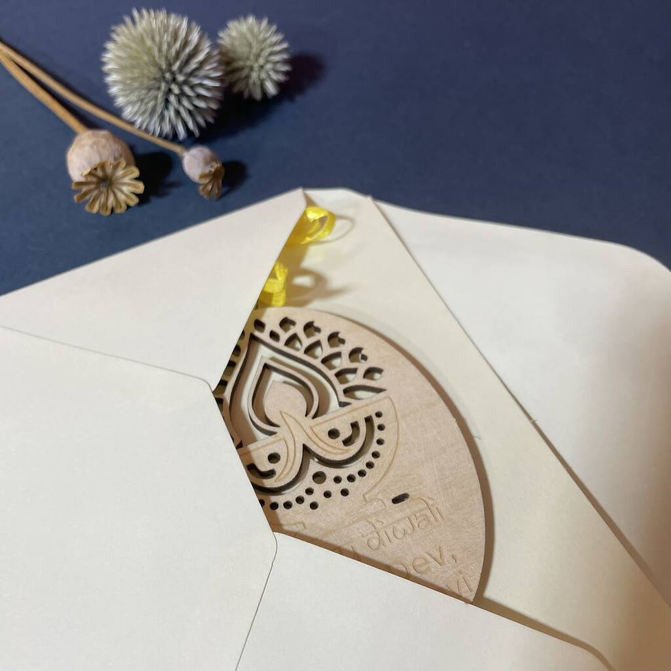Thumbnail: Personalised Diwali Card With Wooden Gift