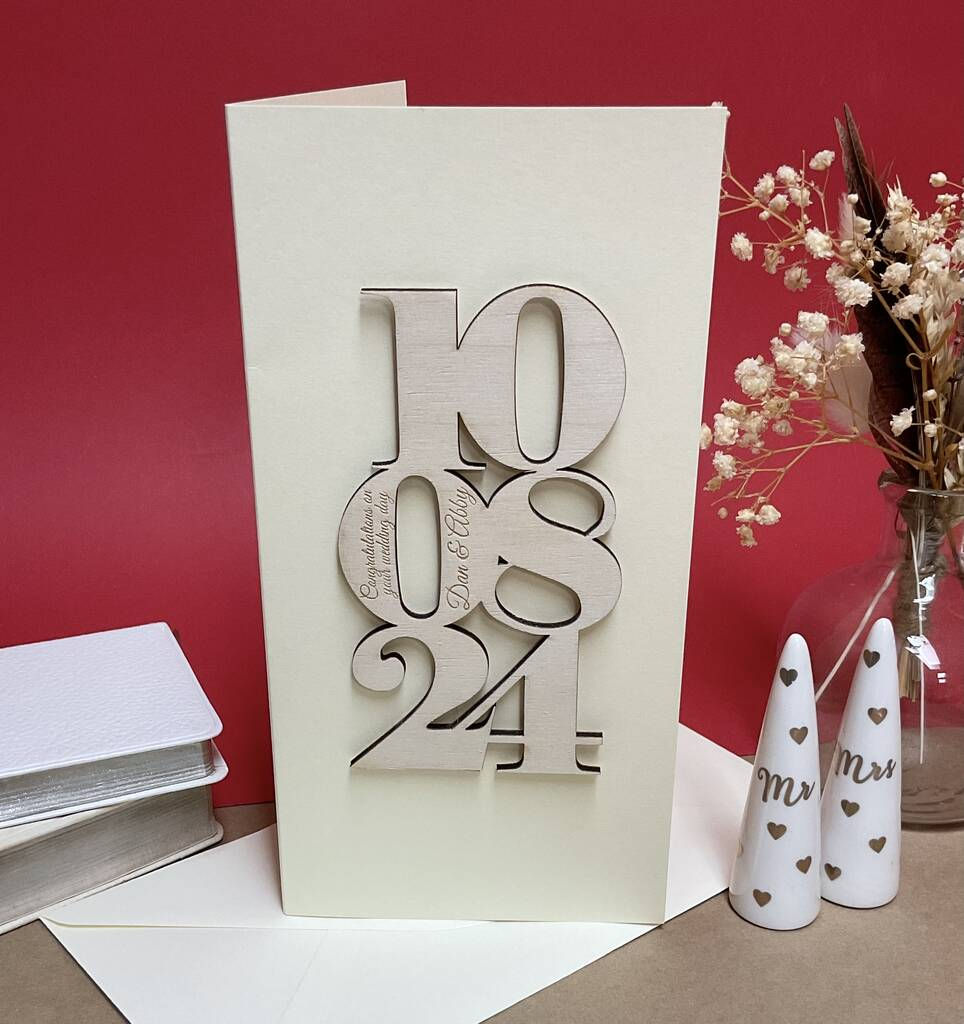 Thumbnail: Personalised Eco Friendly Wooden Wedding Date Card