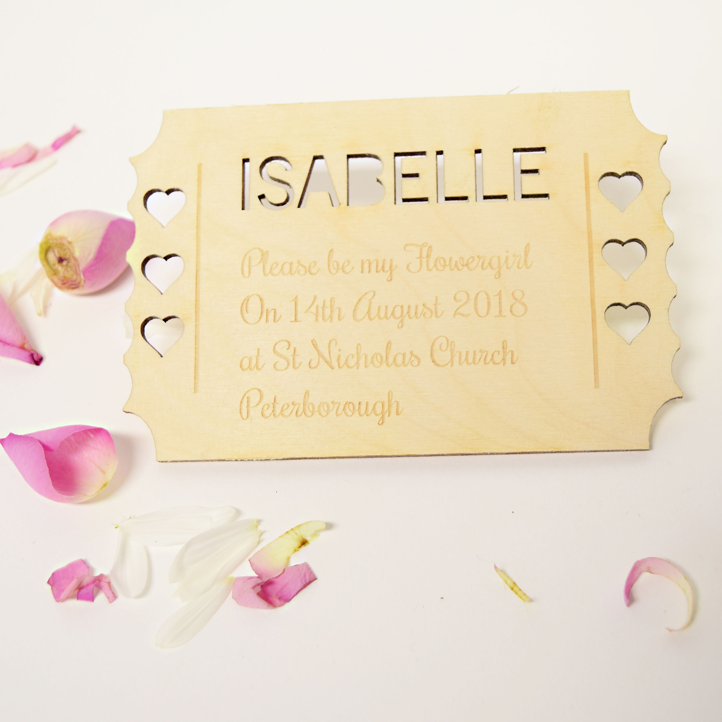 Personalised Flowergirl Invitation Ticket Keepsake