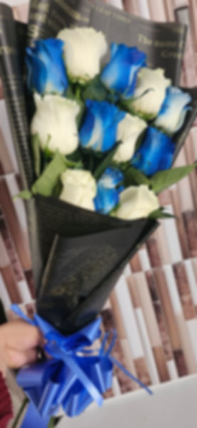 Blue and white 