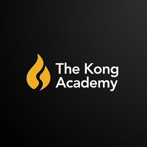 The Kong Academy logo featuring a golden flame icon beside the words ‘The Kong Academy’ on a black background.