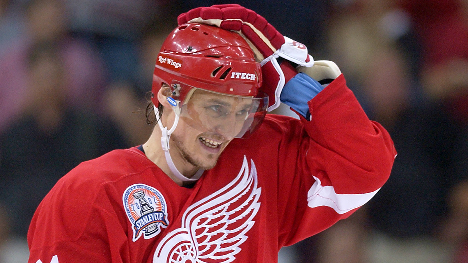 Photo Ancienne Sergei Fedorov Detroit Red Wings Vs Anaheim Mighty Ducks - 1990s