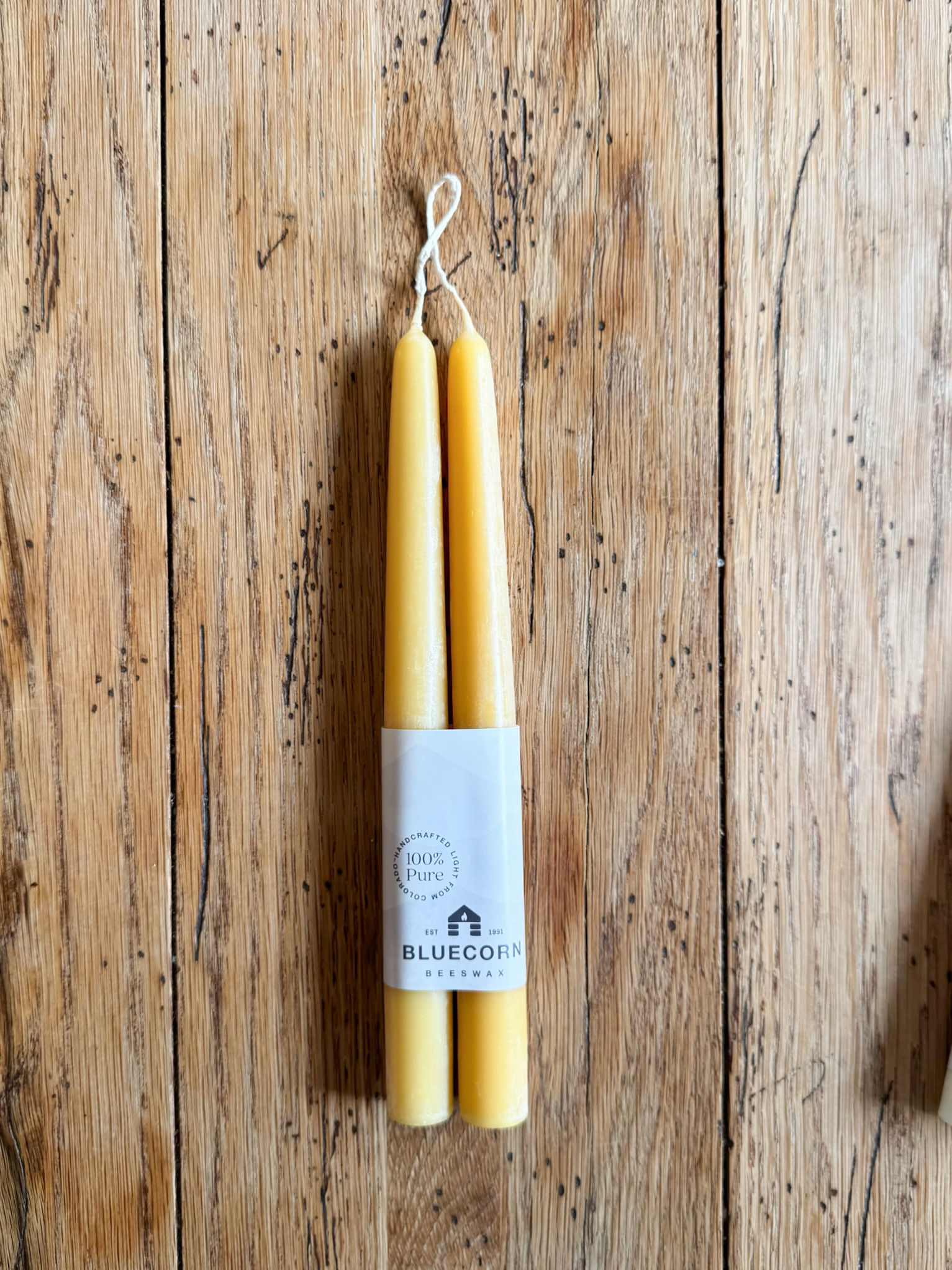 10in Raw Beeswax Bluecorn Candle