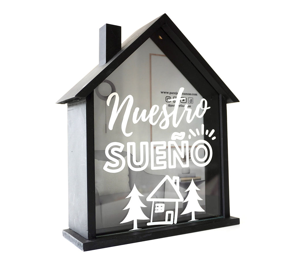 Miniatura: Alcancía doble propósito Pareja y Finanzas Casita negra