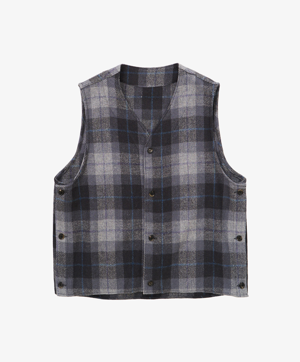 Gilet Navy Check Harris Tweed