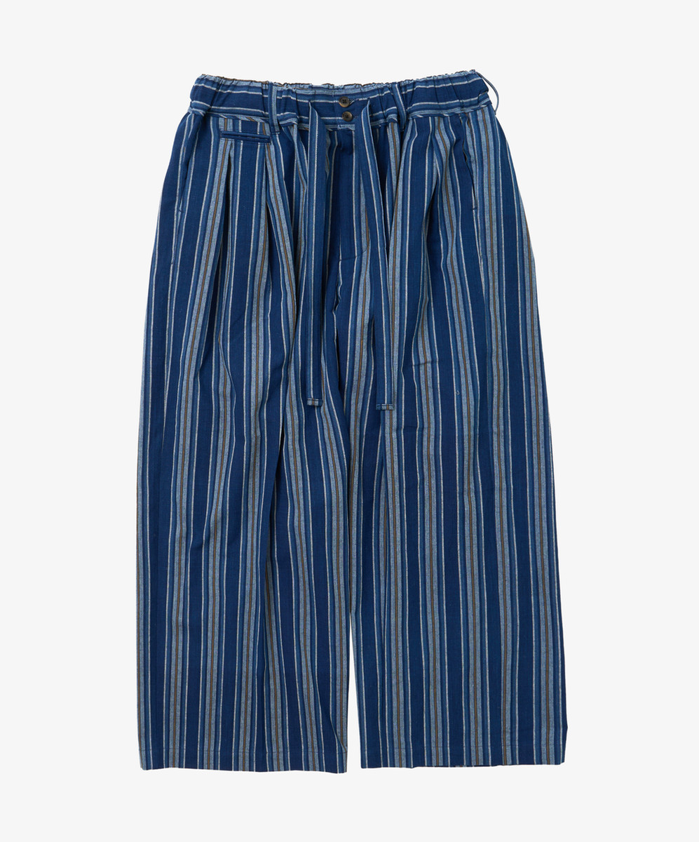 Bingo Kasuri Hakama Pants Yellow Navy Stripe
