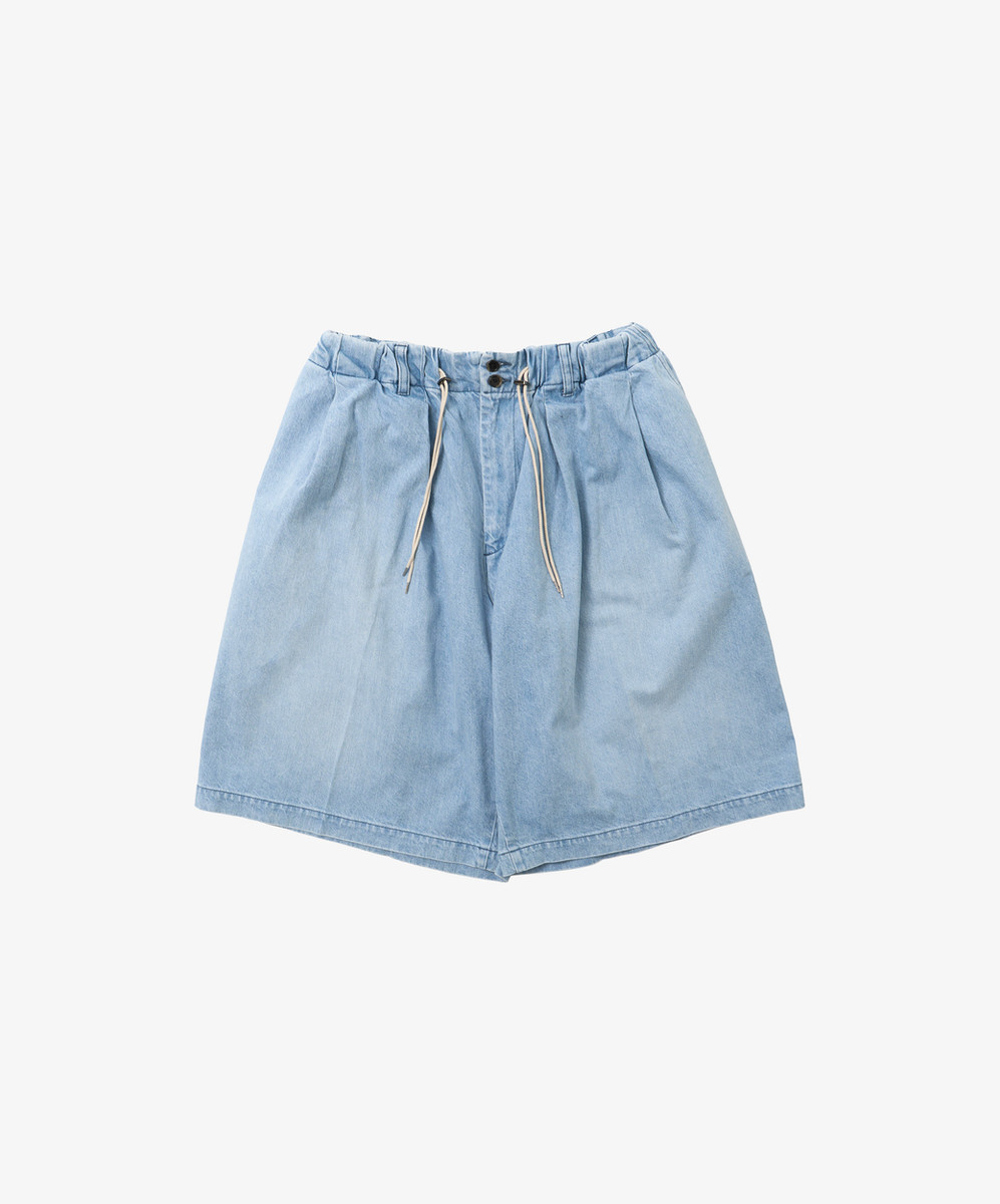 Circular Short Pants Denim Bleached