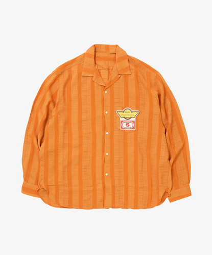 re-engineered overshirt long sleeve deadstock orange viscose