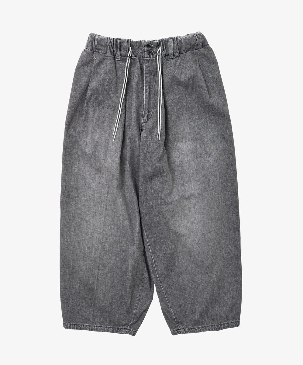 Circular Pants Black Denim Bleached