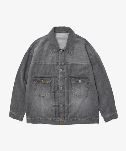 trucker jacket black denim bleached | Sillage