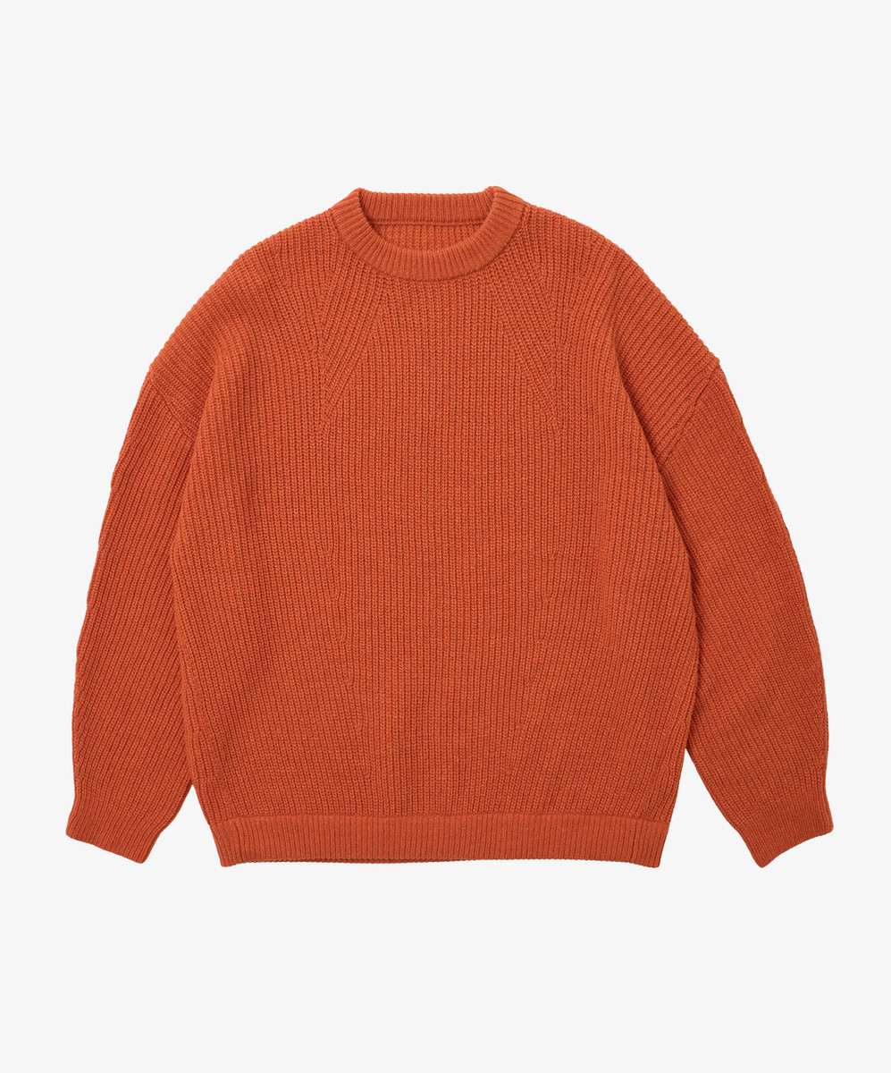 Super Fine Wool Ribbed Crew Orange
