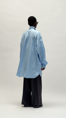 wide shirt with pocket thomas mason blue long | Sillage