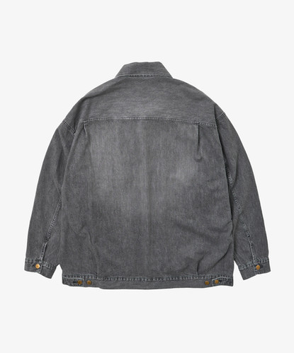 trucker jacket black denim bleached | Sillage