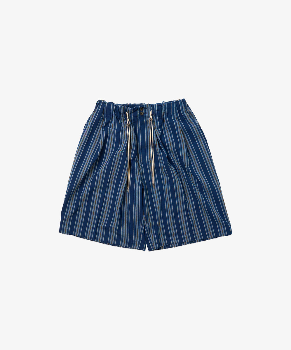 Bingo Kasuri Circular Short Pants Yellow Navy Stripe