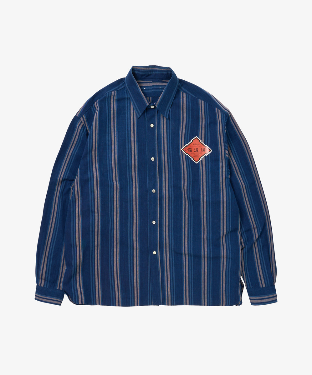 Bingo Kasuri Wide Shirt Navy Stripe