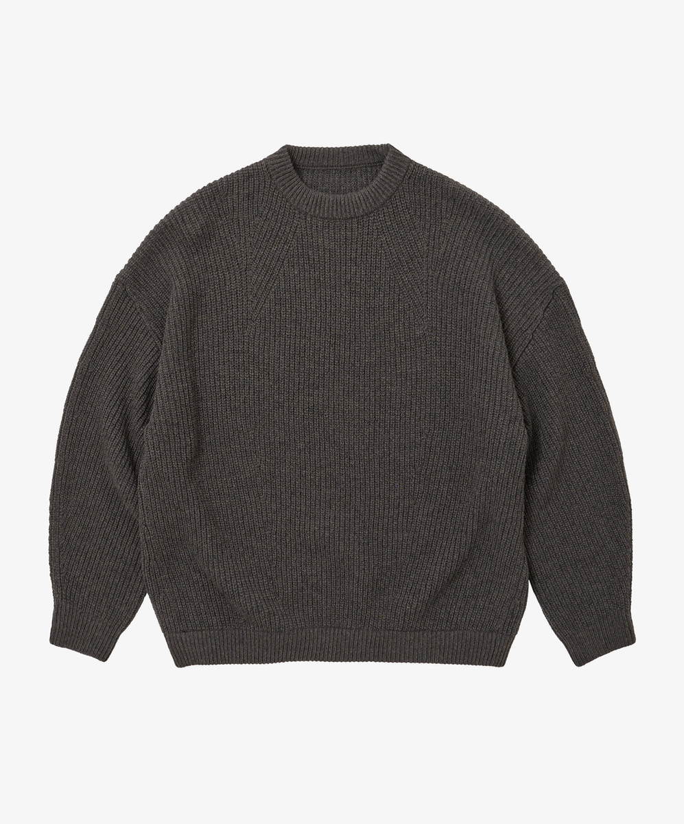 Super Fine Wool Ribbed Crew Anthracite