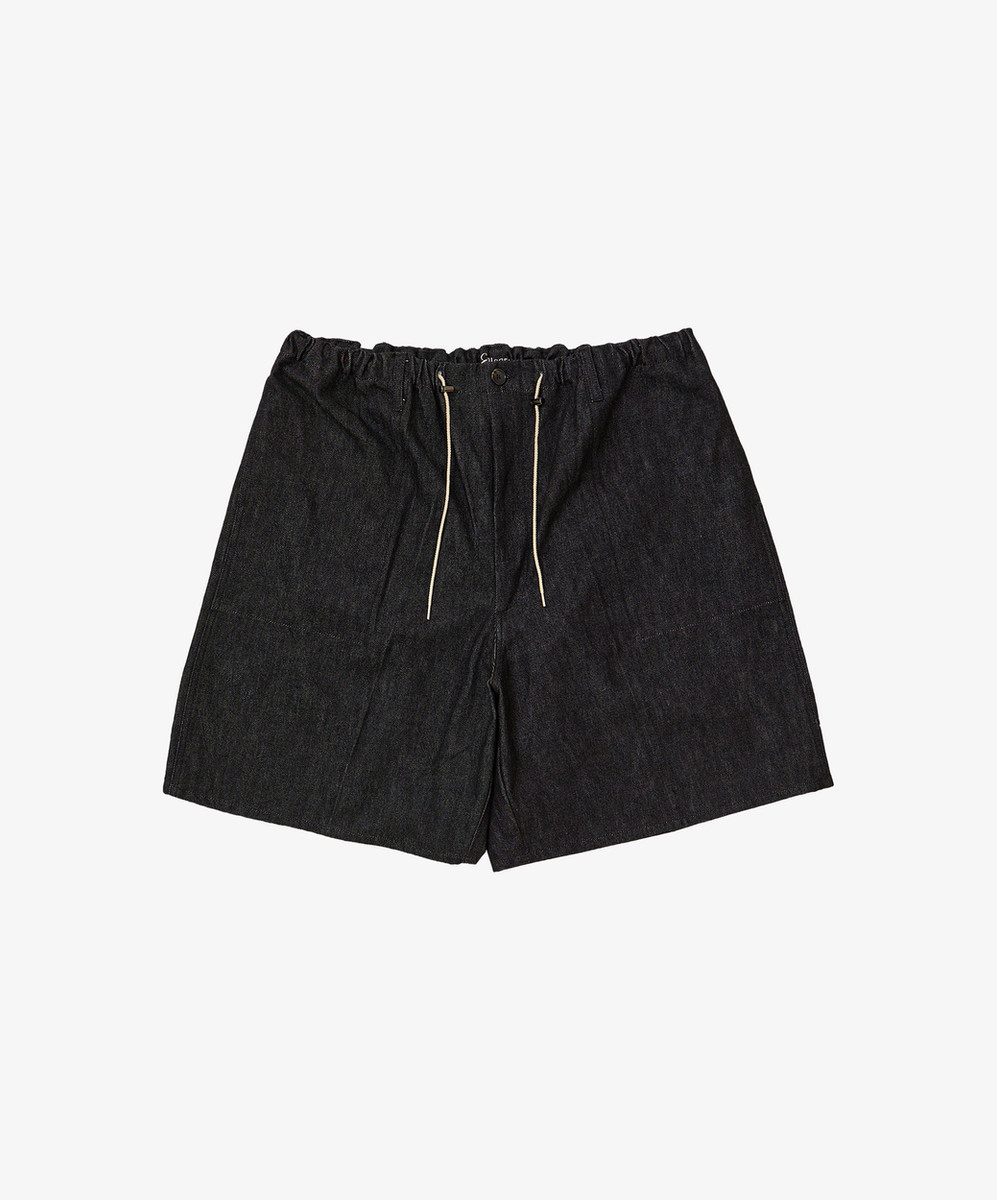 Circular Fatigue Shorts Black Denim One Wash