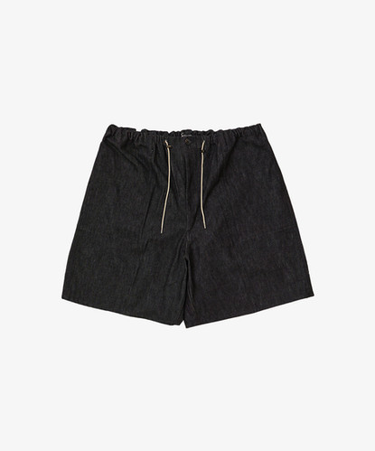 circular fatigue shorts black denim one wash | Sillage