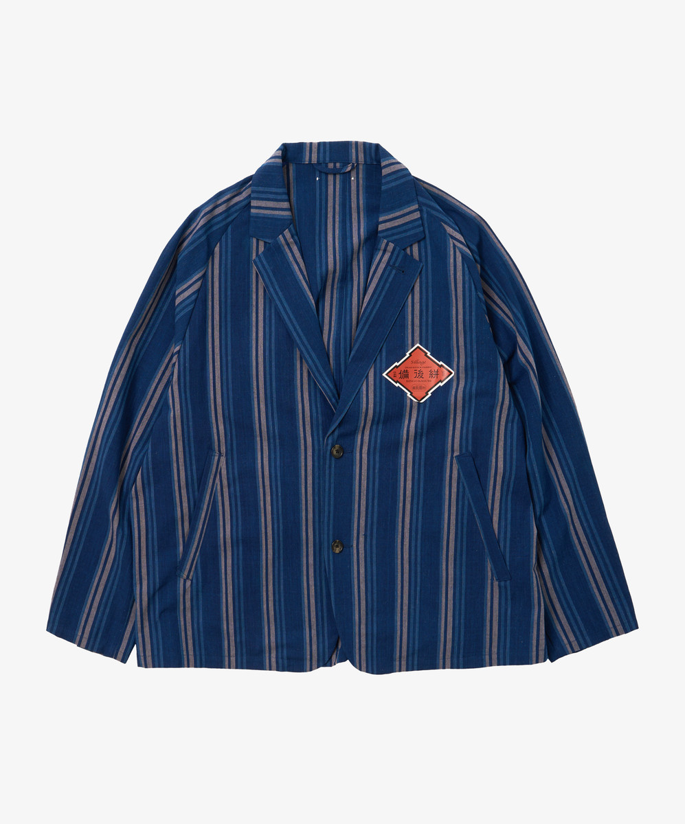 Bingo Kasuri Veste Two Button Navy Stripe