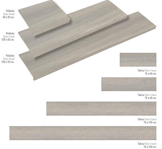 Pakāpienu flīzes Venatto Dolmen - izmēri