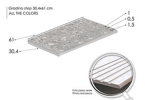 Pakāpienu flīzes ar frēzētām pretslīdes rievām Gradino