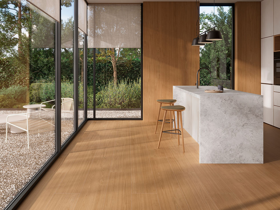 Neolith Pasadena lielformāta flīzes - Koka efekta virsma uz sienas un grīdas