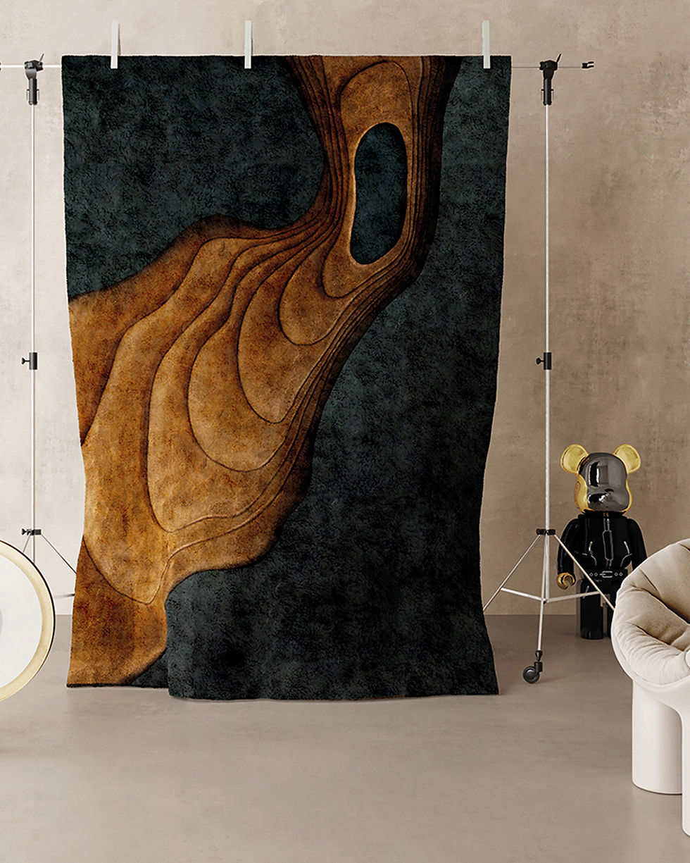 Paklājs Inkiostro Bianco Woodwaves | DEKORUM