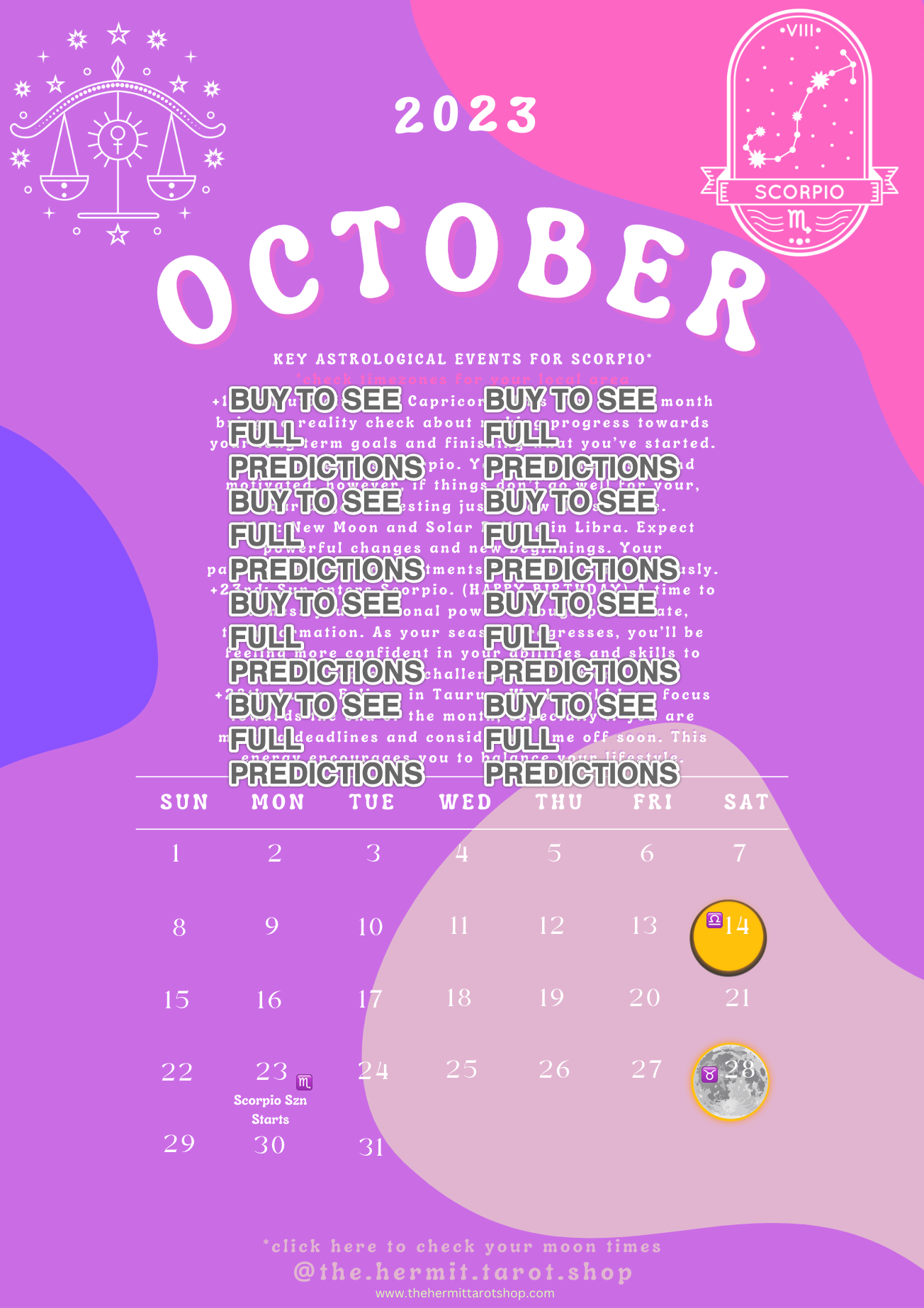Scorpio October Predictions + Calendar