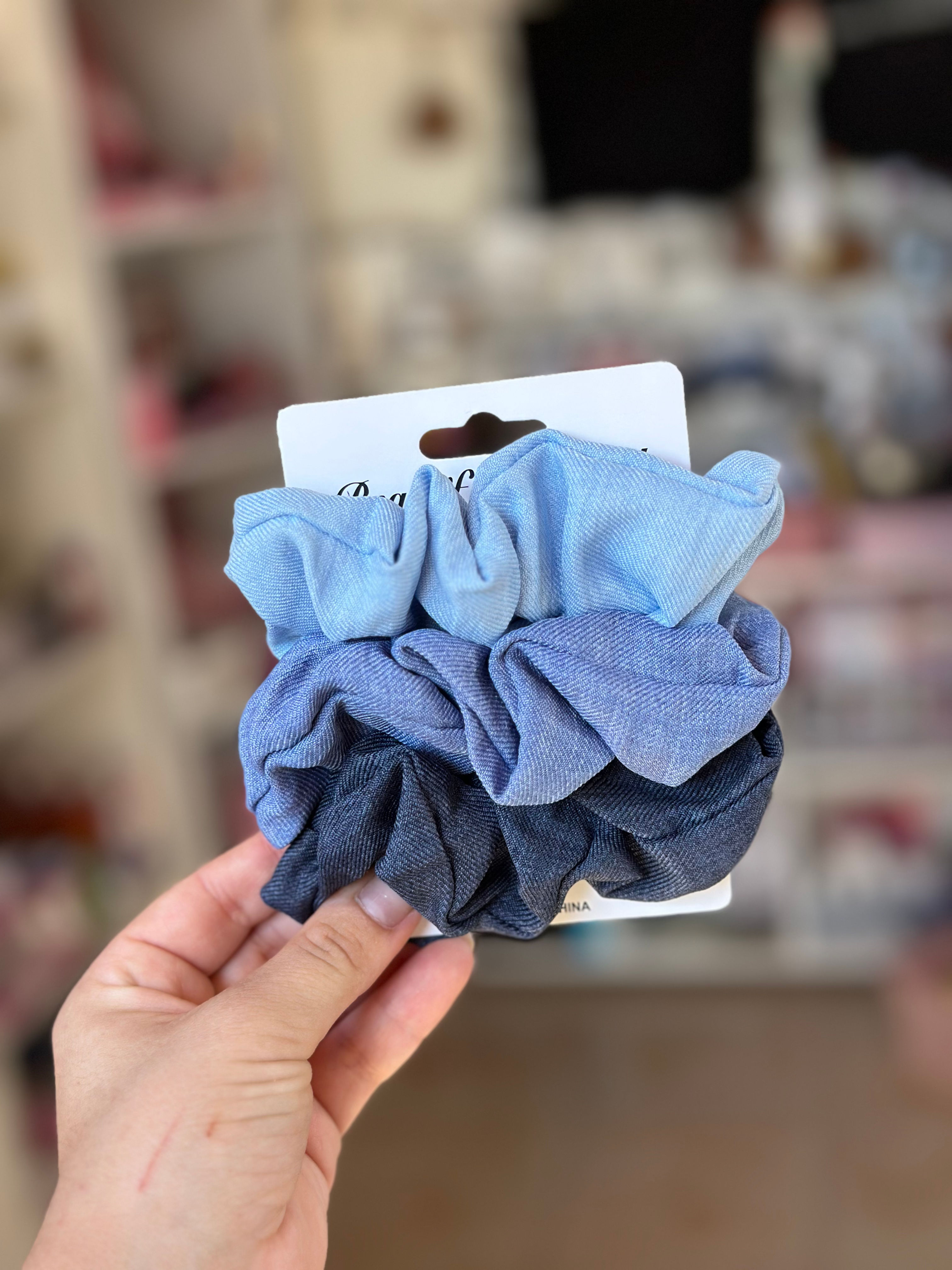 Set de 3 coleros scrunchie Jean 💙