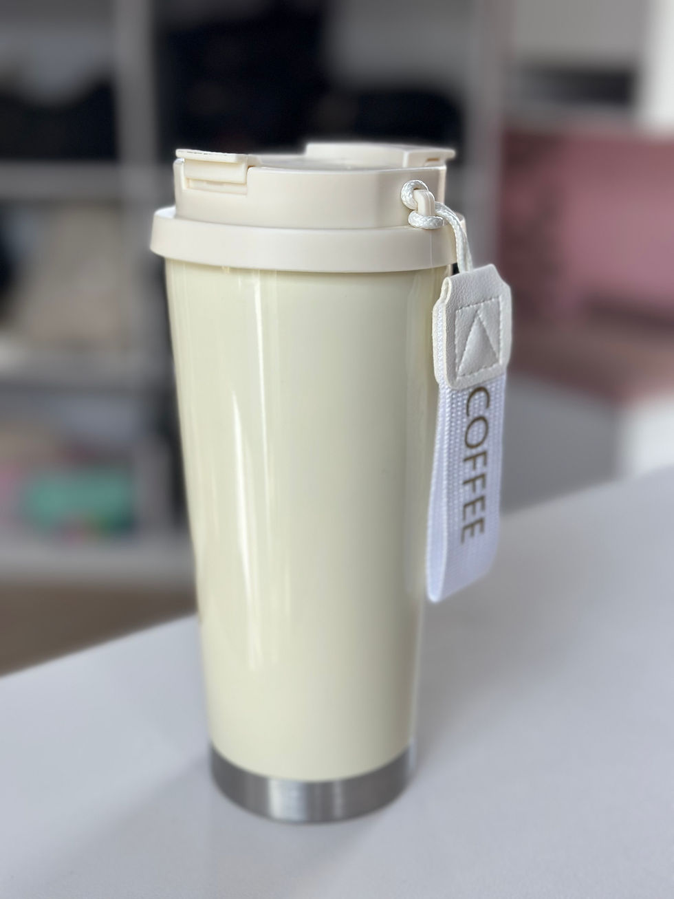 Miniatura: Vaso térmico Coffe Love beige (con cerradura anti derrame)