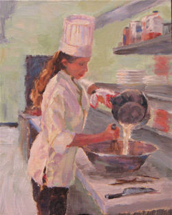 Chef Rachel prepares her incredible creme brulee Each day has different flavors available.