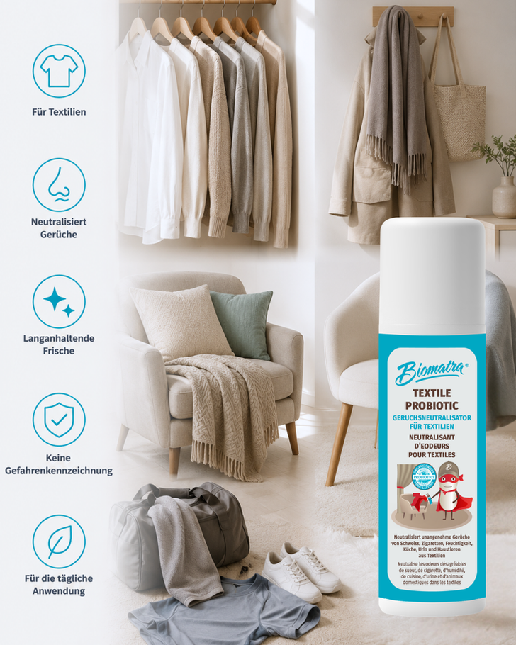 Textile Odour Remover eliminates odours from clothing and fabrics
