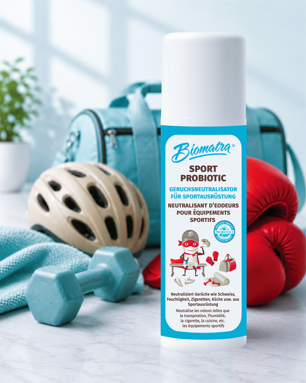 Biomatra Sport Probiotic – Probiotischer Geruchsentferner für Sportbekleidung, Sportschuhe und Sportausrüstung