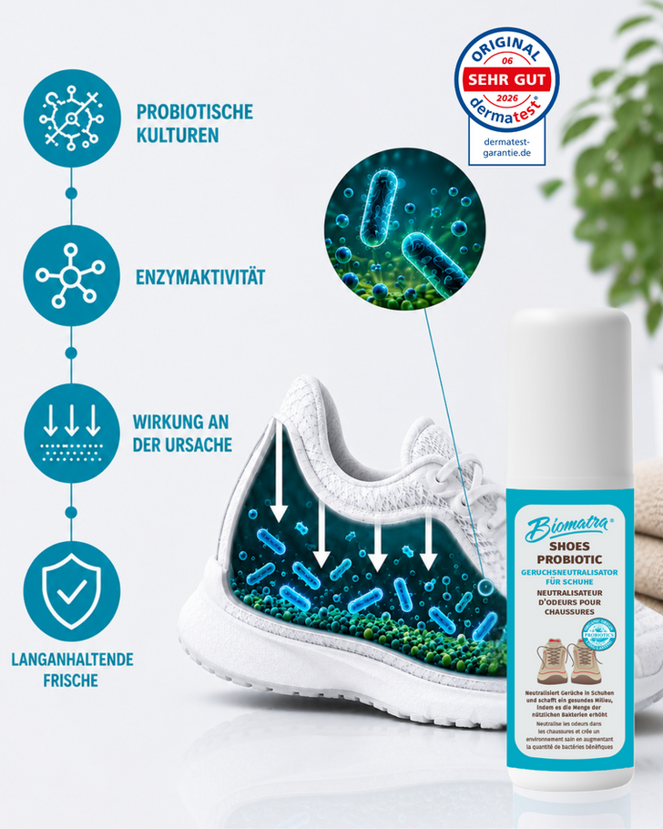 Probiotic technology helps neutralise shoe odours at the source