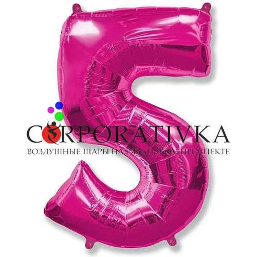 Миниатюра: Шар (40''/102 см) Цифра, 5, Ассорти