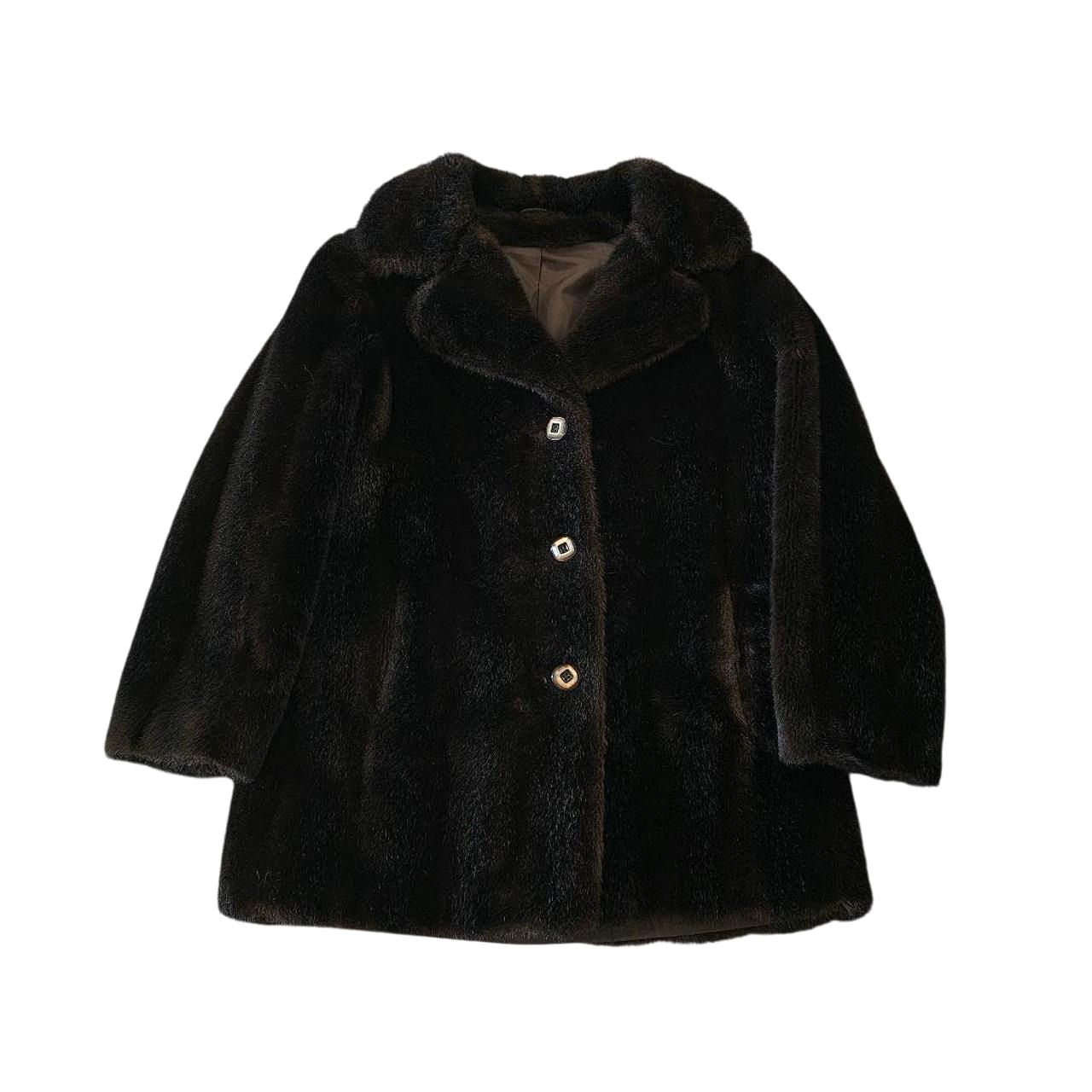 Vintage 1970s Astraka Brown Faux Fur Coat