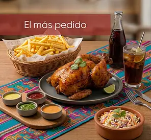 1 pollo entero con papas y gaseosa