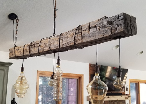 Reclaimed Antique Barn Beam Light Fixture