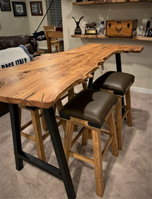Live Edge Burled Elm Slab Custom Bar Table