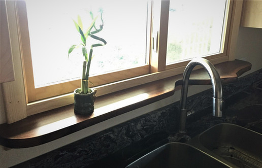 Live Edge Walnut Slab Kitchen Window Shelf