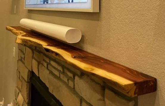 Live Edge Slab Rustic Fireplace Mantel