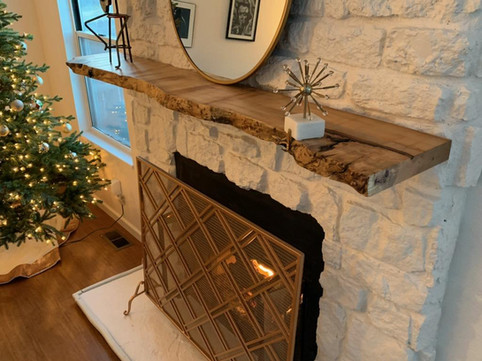 Live Edge Slab Rustic Fireplace Mantel