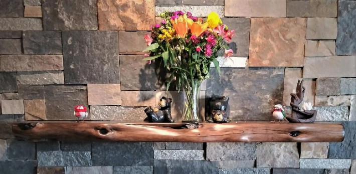 Live Edge Slab Rustic Fireplace Mantel