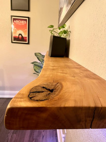 Live Edge Ash Slab Floating Shelf